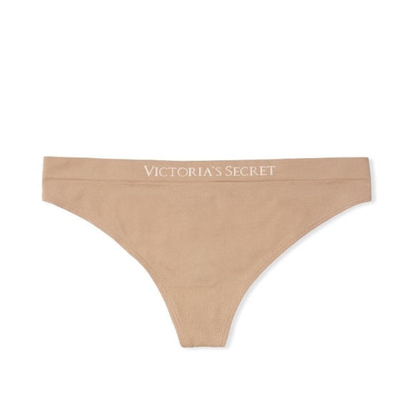 Victoria's Secret Seamless Textured Thong Panty Beige Large NEW - Picture 3 of 6